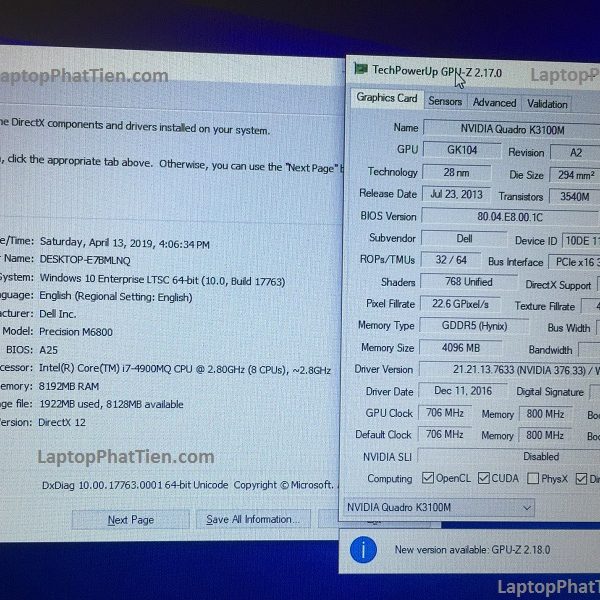 Laptop Dell Precision M6800 i7 VGA K3100M gaming giá rẻ