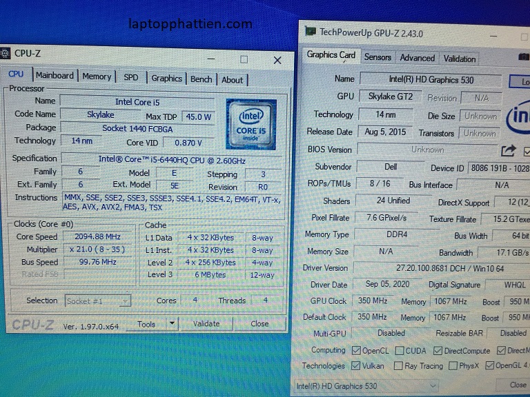 Laptop Dell latitude E5470 Cpu I5 6440HQ, Ram 8G, SSD 256G,14'' HD